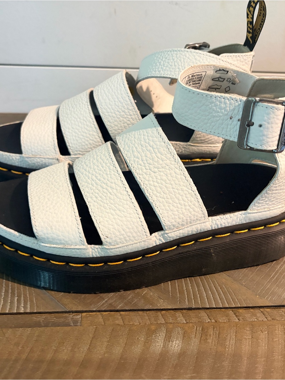 Dr. Martens Clarissa II Quad White Leather Strappy Platform Sandals by